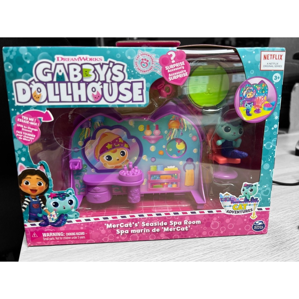 DreamWorks Gabby's Dollhouse MerCat's Seaside Spa Room Playset New